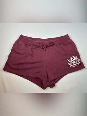 Vans Women’s Burgundy Lounge Shorts Logo Drawstring Casual